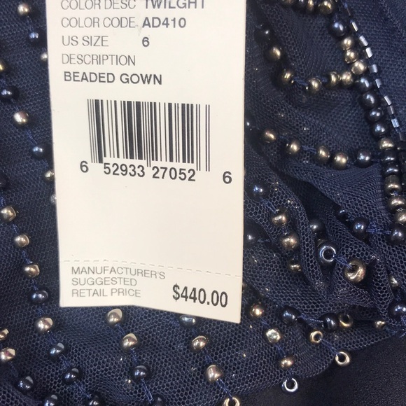 Aidan Mattox BLUE Twilight beaded bodice Long evening gown - Picture 3 of 10